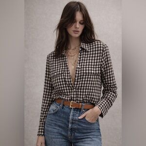 LRL NWT Gingham Button-Up Shirt